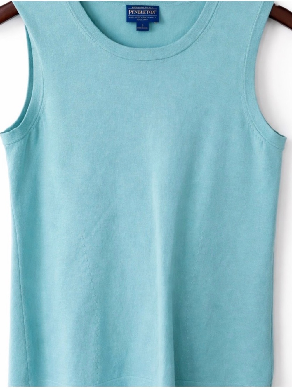 Pendleton Silk Blend Sleeveless Shell Top Aqua Blue Knit Tank Womens S